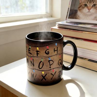 Retro Bunte Lichterkette Alphabet Kaffeetasse Farbwechsel Keramiktasse Rustikal Hitze