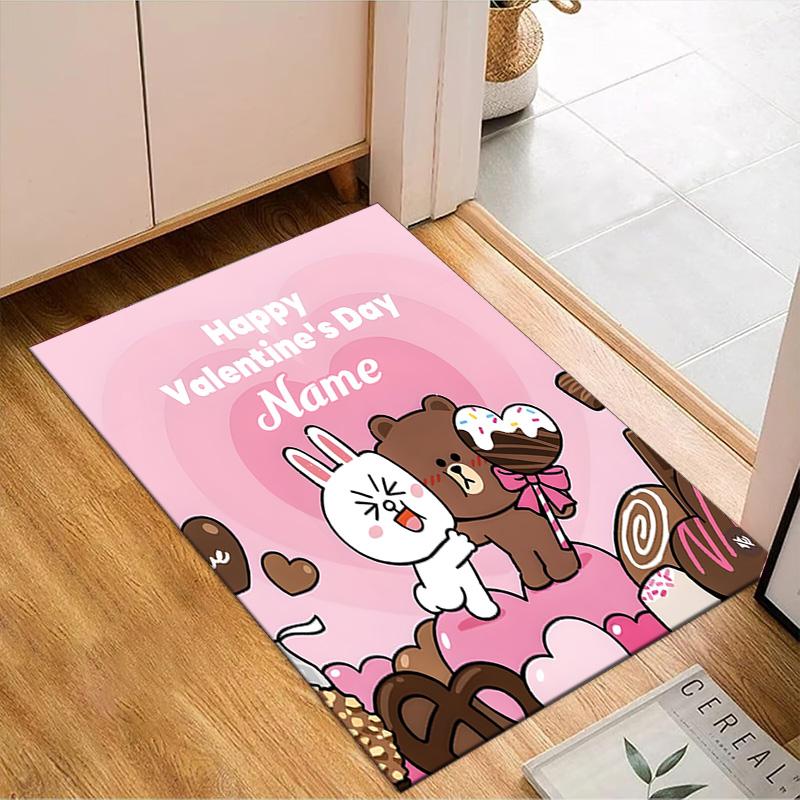 Custom Name Valentine's Day Sweet Treats Rug for Living Room, Game Rooms, Office, Bedroom, Floor Mat Playful Design, fan gifts Christmas decor