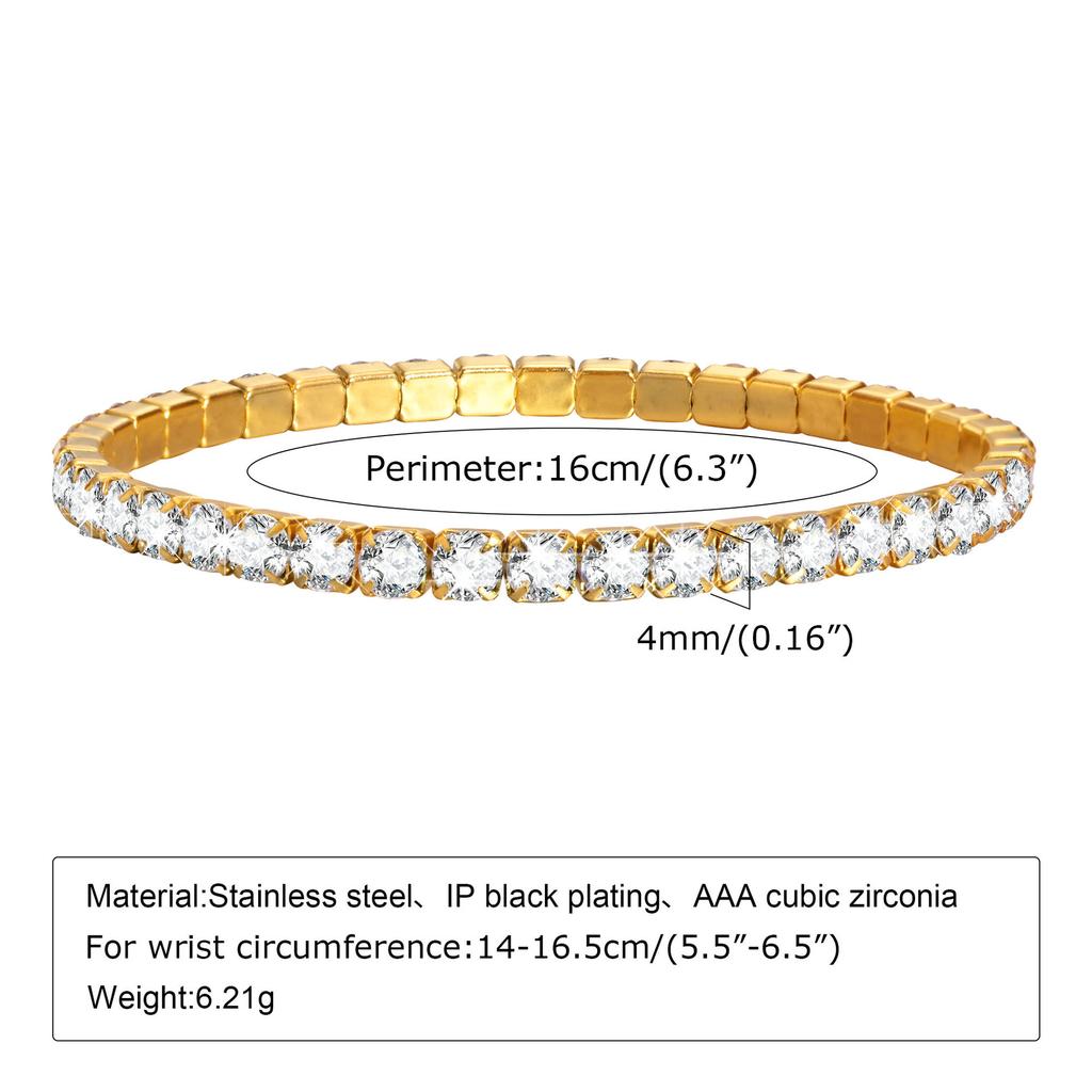 Stainless Steel Gold Green Zircon Stacked Bracelet Women, Titanium Steel Accessories Personalized Fashion Jewelry