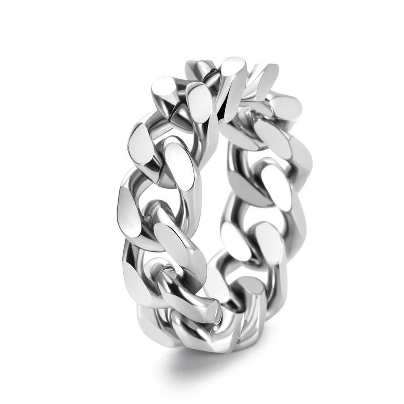 European and American Hipster Jewelry Chain Ring Personalized Men s Trend Simple Jewelry Ring 2026 no. 6 серебряный