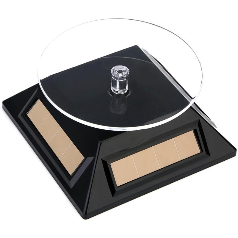 Solar Rotating Jewelry Display Stand Necklace Displaying Tray ABS Texture for Watches Rings and Small Electronics