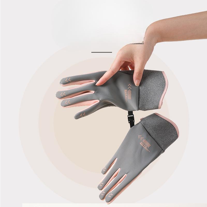 Autumn and Winter Cold-proof and Warm Velvet Gloves Outdoor Cycling Electric Bike Windproof Plus Velvet Women's Touch Screen Anti Slip Gloves