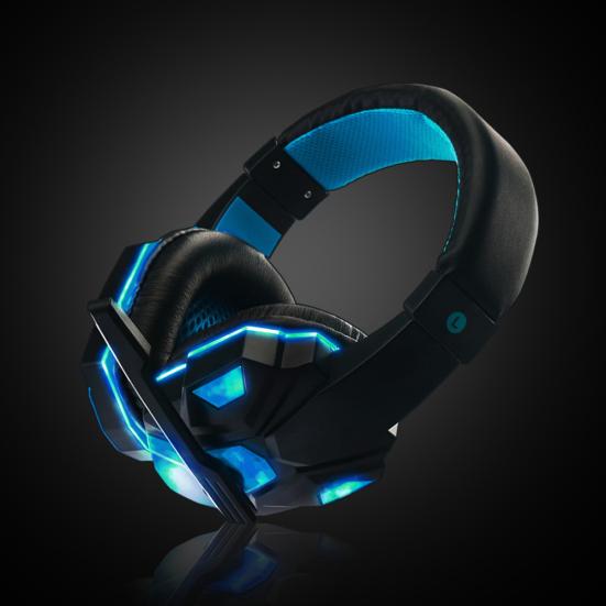 LED Light Soft Ear Muff Adjustable Over-ear PC Notebook Gaming Wired Headset
