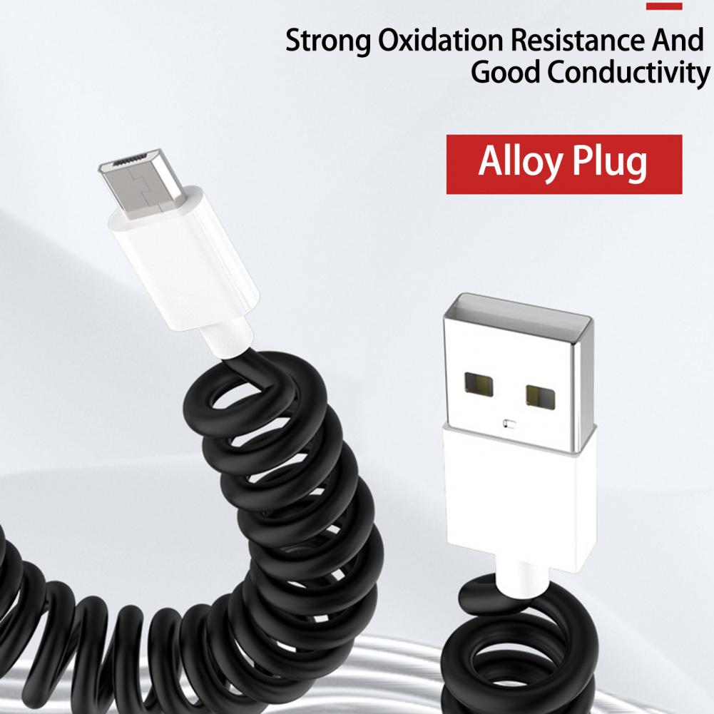 Convenient Charging Wire Anti-winding Data Cable Stretchy Data Transfer 3 In 1 Mobile Phone Charging USB Spring Wire