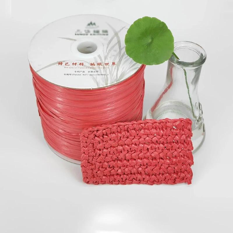 600M Raffia Strohgarn Häkelgarn für DIY Stricken Sommerstrohhut Handtaschen Kissen Handgeflochtenes Strohgarn