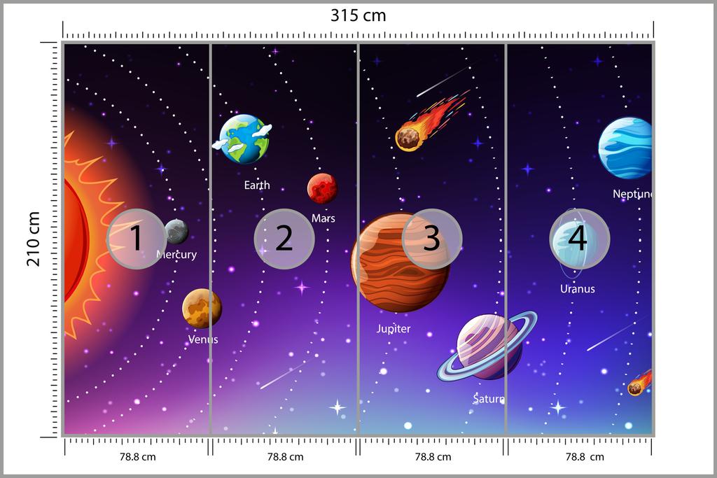 Photomural Educational Cosmos In English Structural Vinyl 315x210