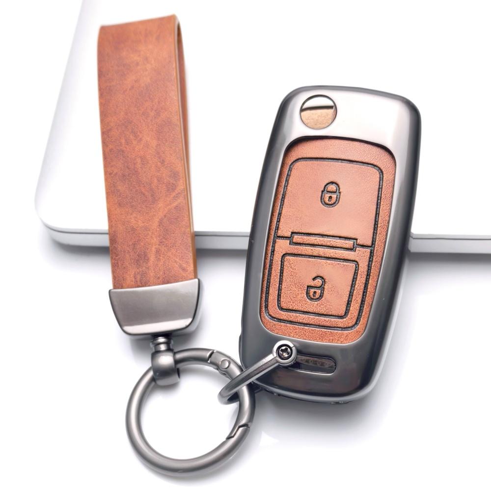 

Zinc Alloy Leather Car Key Case For For VW Volkswagen Amarok Polo Golf 4 5 6 MK4 MK6 Bora Jetta Altea Alhambra Passat B5 B6 B7 коричневий
