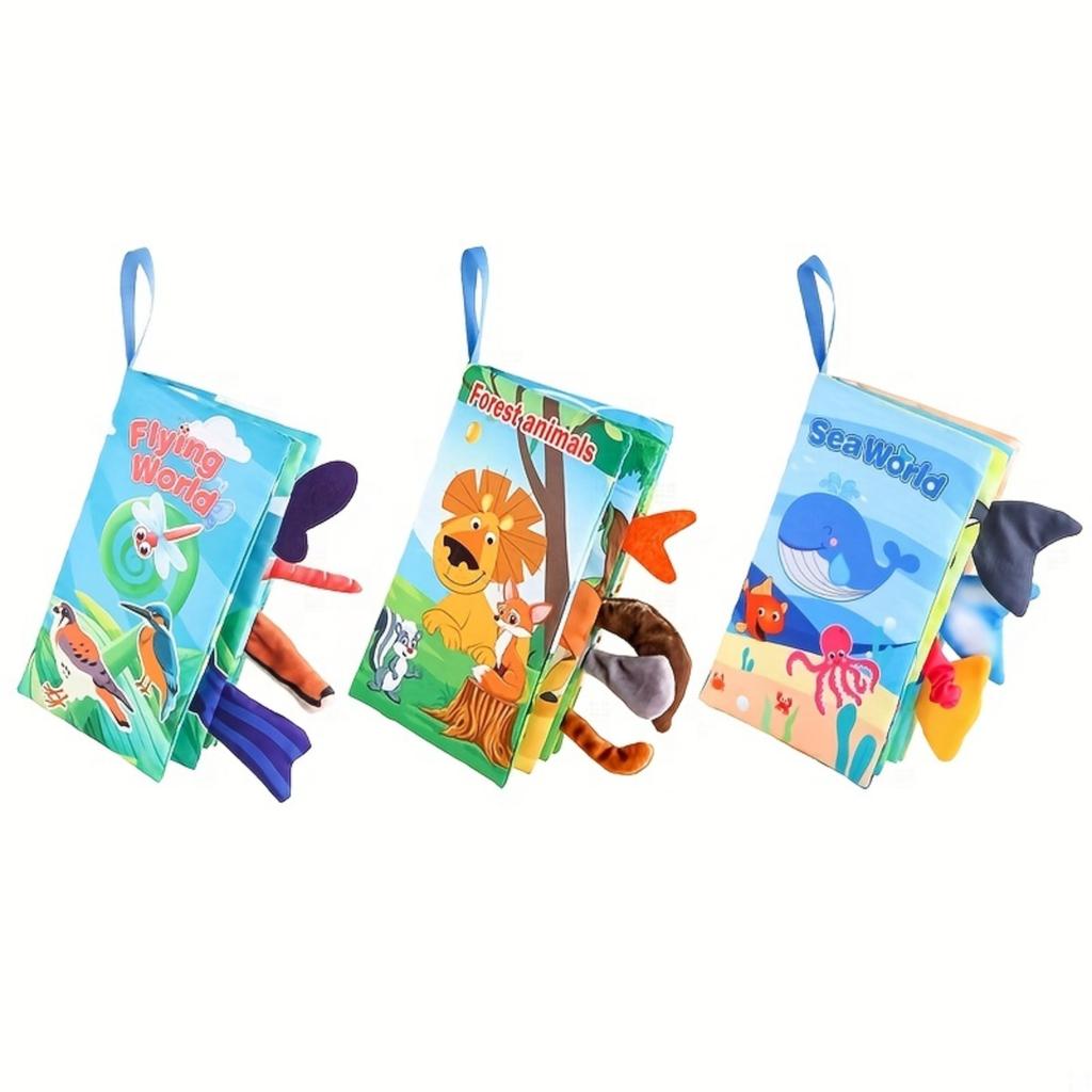 Soft Fabric Animal Tail Book for Early Learning Sensory Development with Sea Creatures Patterns for Babies Toddlers Infants Educational Toy