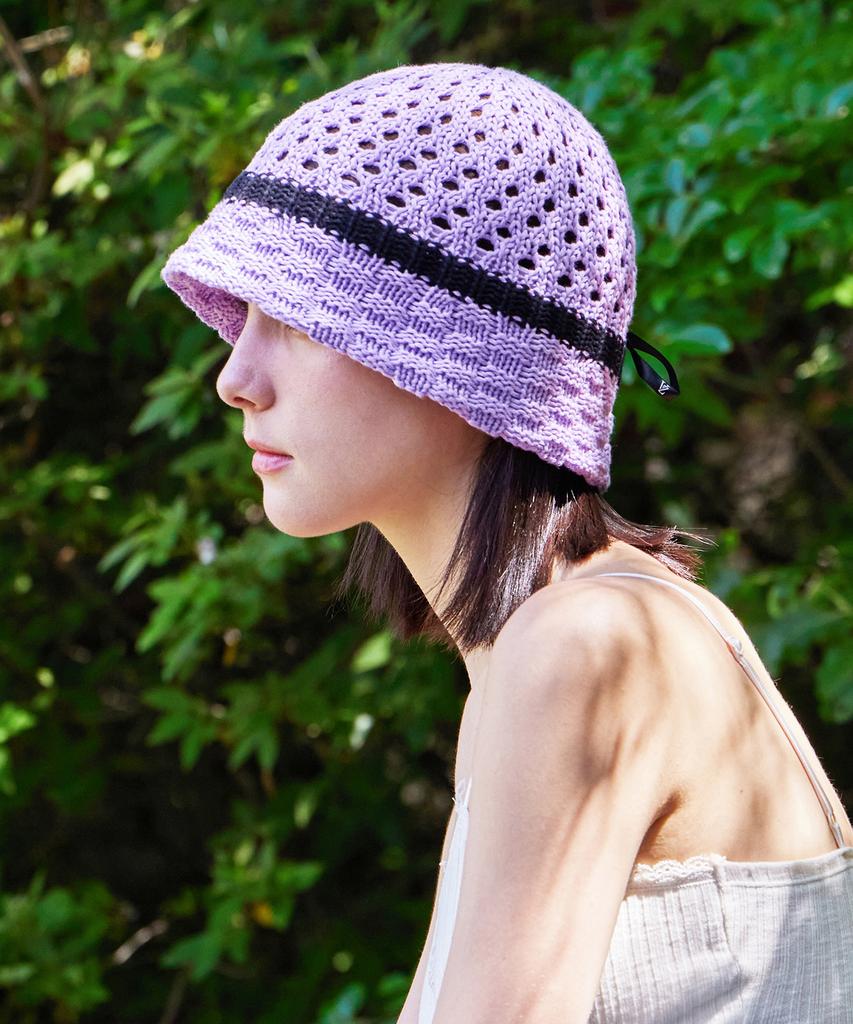 Bajal Vz Long Label Half Punching Bucket Hat Purple