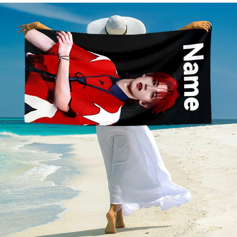 Personalized customized proof beach towel with TOP lands boy group Zhu Zhixin pattern - soft, absorbent,quick-drying,perfect swimming,camping&bathing