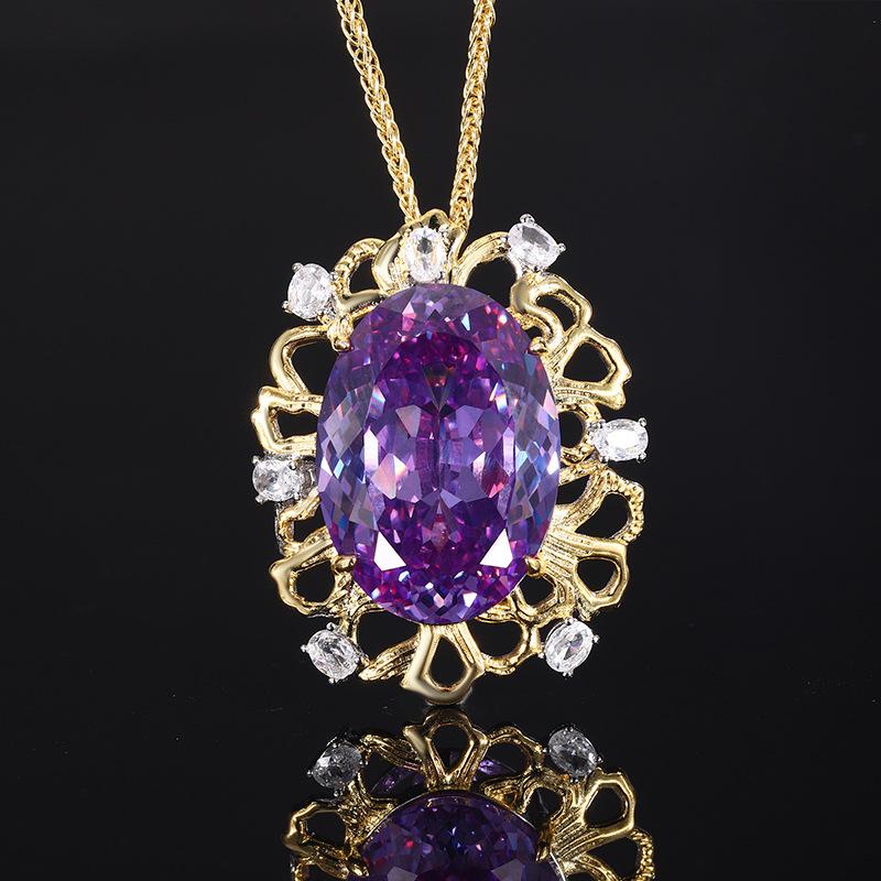 Jewelry Copper Bottom Gold-Plated Simulation Bird'S Nest Cut 18 * 25 Egg-Shaped Pendant Necklace