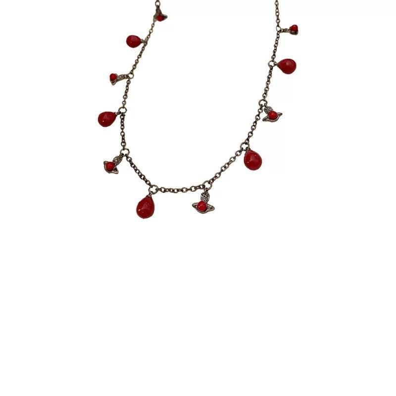 Kaiserin Cixi Angkorrot Quastenkette: Elegante Pulloverkette für Damen