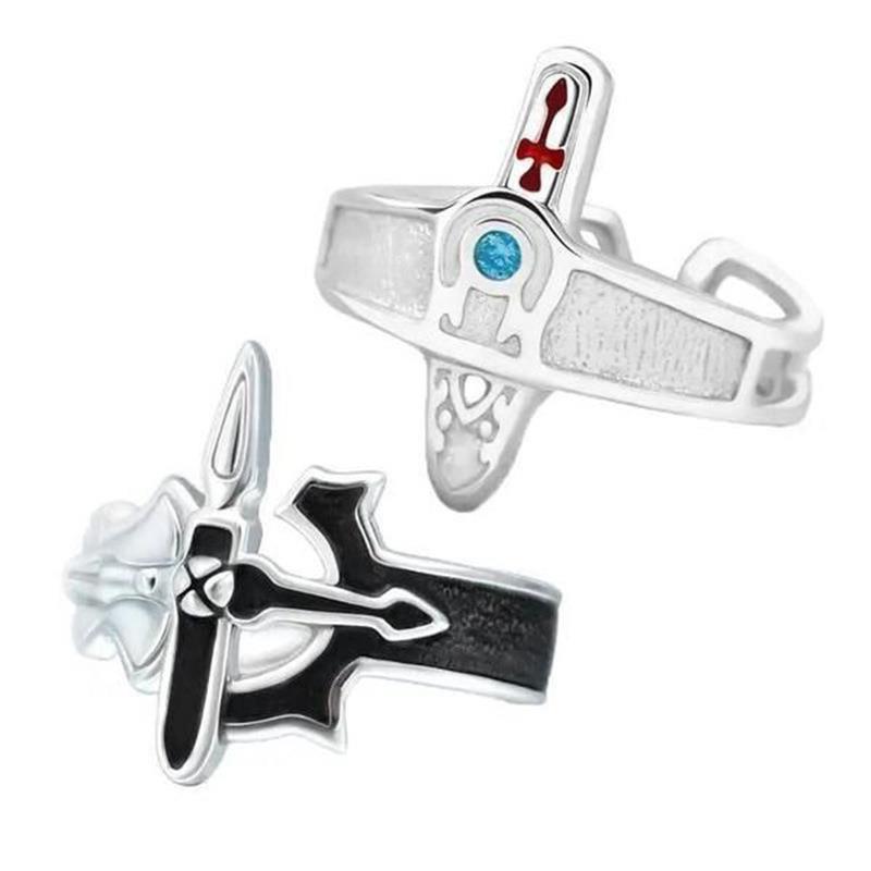 Sword Art Online Retro Kirito Asuna Cross Metal Adjustable Ring Fashion Men and Women Couple Rings