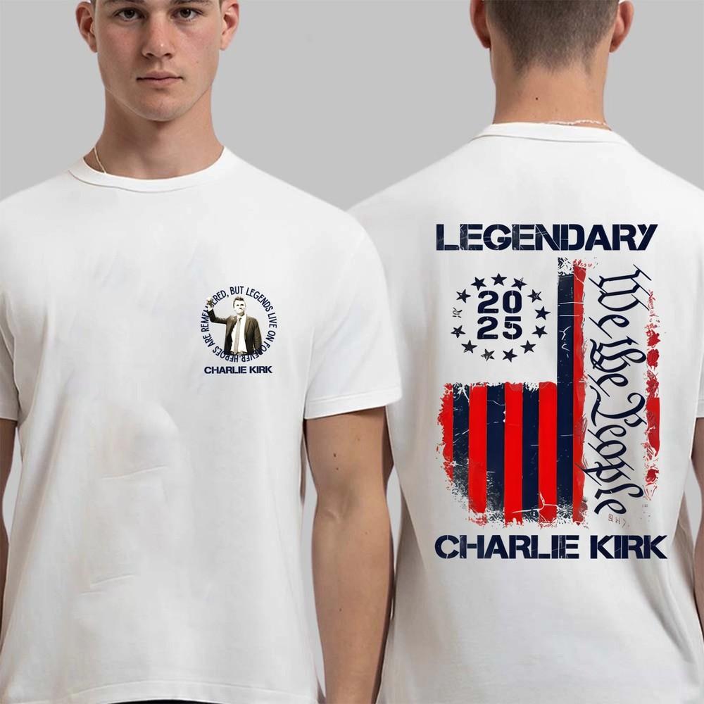 Charlie Kirk Legendary American Flag Essential 2-sided Unisex T-Shirt XXXL