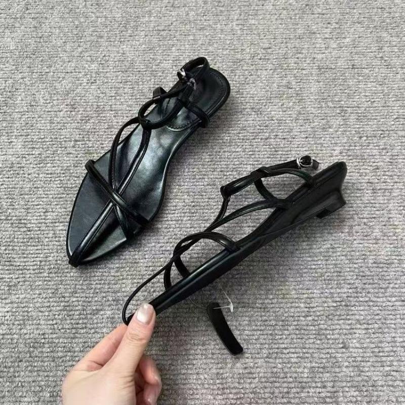 

Мода Мода Мягкие кожаные балетки Летний темперамент Острый носок Крест Тонкий ремешок Металлическая пряжка Ремешок на подъеме Противоскользящие сандалии 40