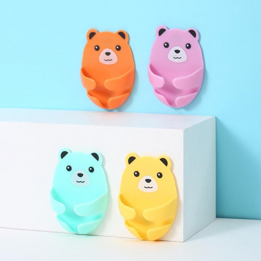 

4Pcs Plastic Power Plug Holder Strong Adhesive Hug Bear Hook Bear Plug Bracket Kitchen