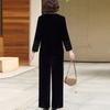 2pcs Pants Suit Autumn Women's Loose Plus-size Velvet Blouse High-waist Velvet Pants Two-piece Set