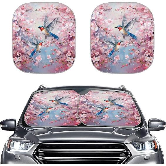 Mushroom Car Windshield Sunshade Daisy Flower Dragonfly Butterfly Mushroom Auto Front Sun Shades Foldable Sunlight Protection Visor Universal Vehicle