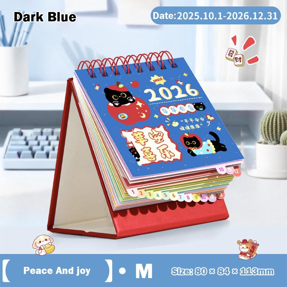

2026 Cartoon Simple Calendar Creative Coil Calendar Monthly Planner Desk Calendar Desktop Decoration Office School Supplies темно-синий