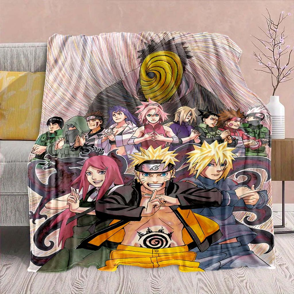 Naruto Anime Flannel Blanket - Soft Warm Perfect for Sofa, Bedding Camping Travel Office Home Decor -QJY