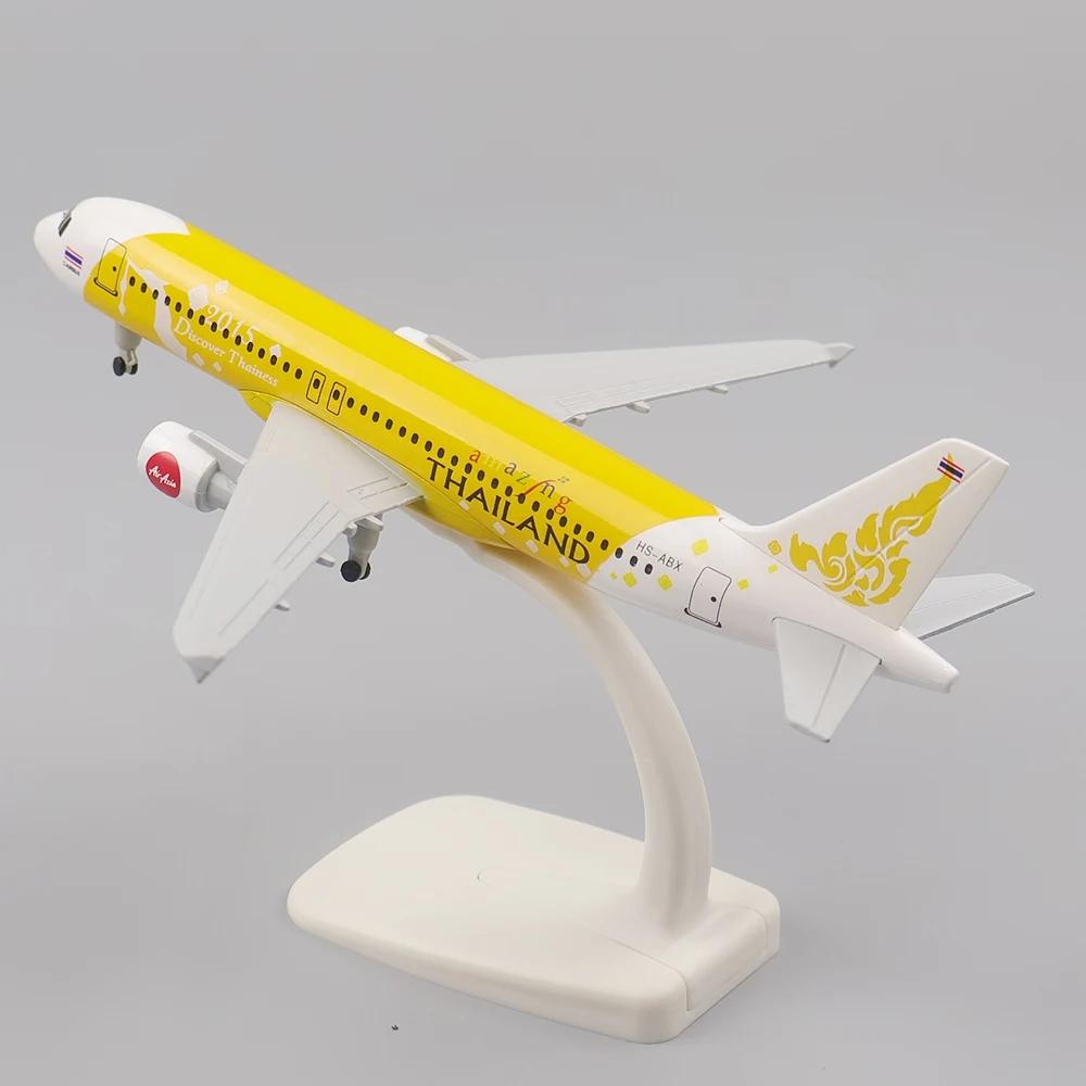 20cm Replica Plane Model A320 Thai Airlines Yellow Metal Aircraft w Landing Gears for kids Souvenir Plane Toy