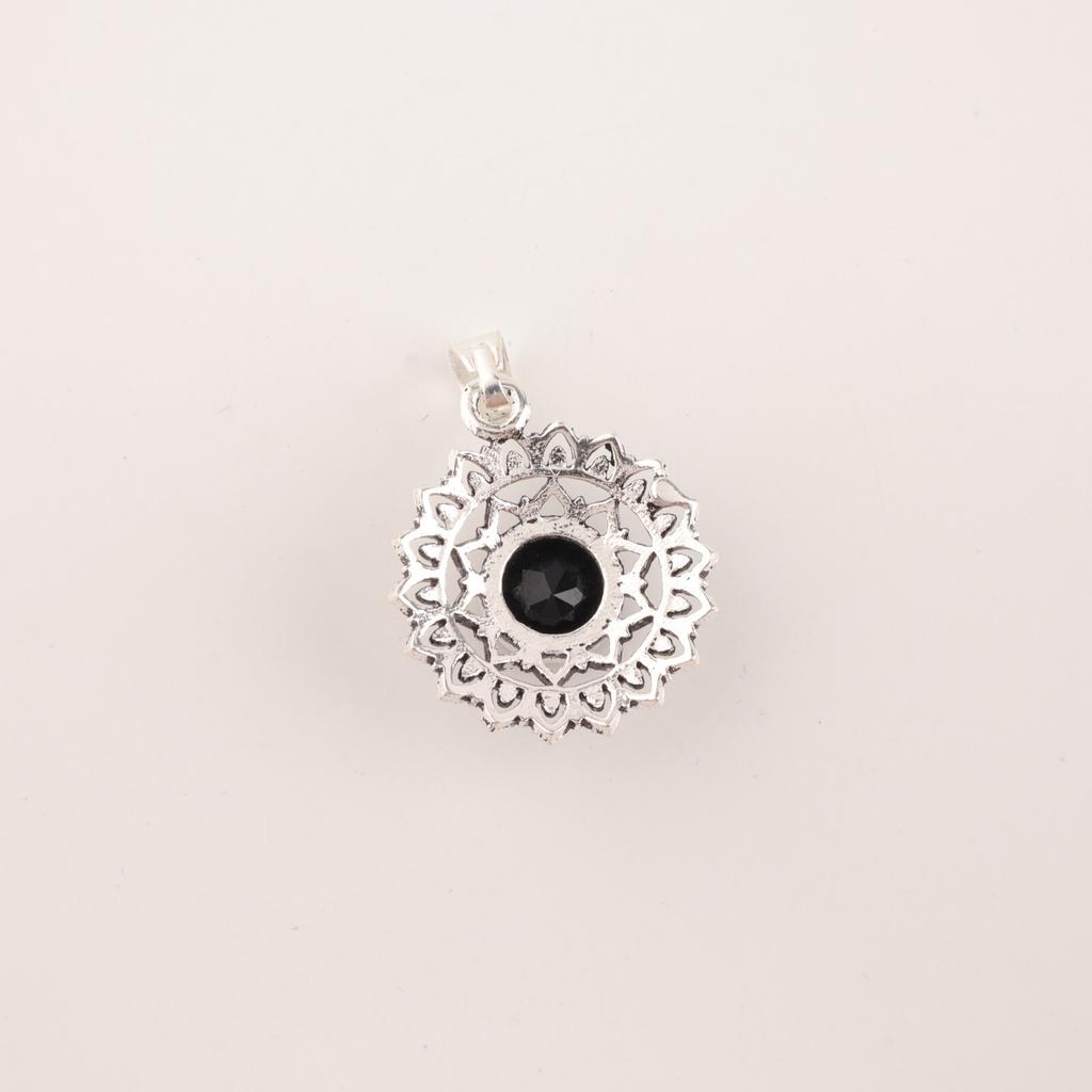 Black Onyx Gemstone 925 Sterling Silver Artisan Jewelry Pendant 1.14" For Party CP-30-21