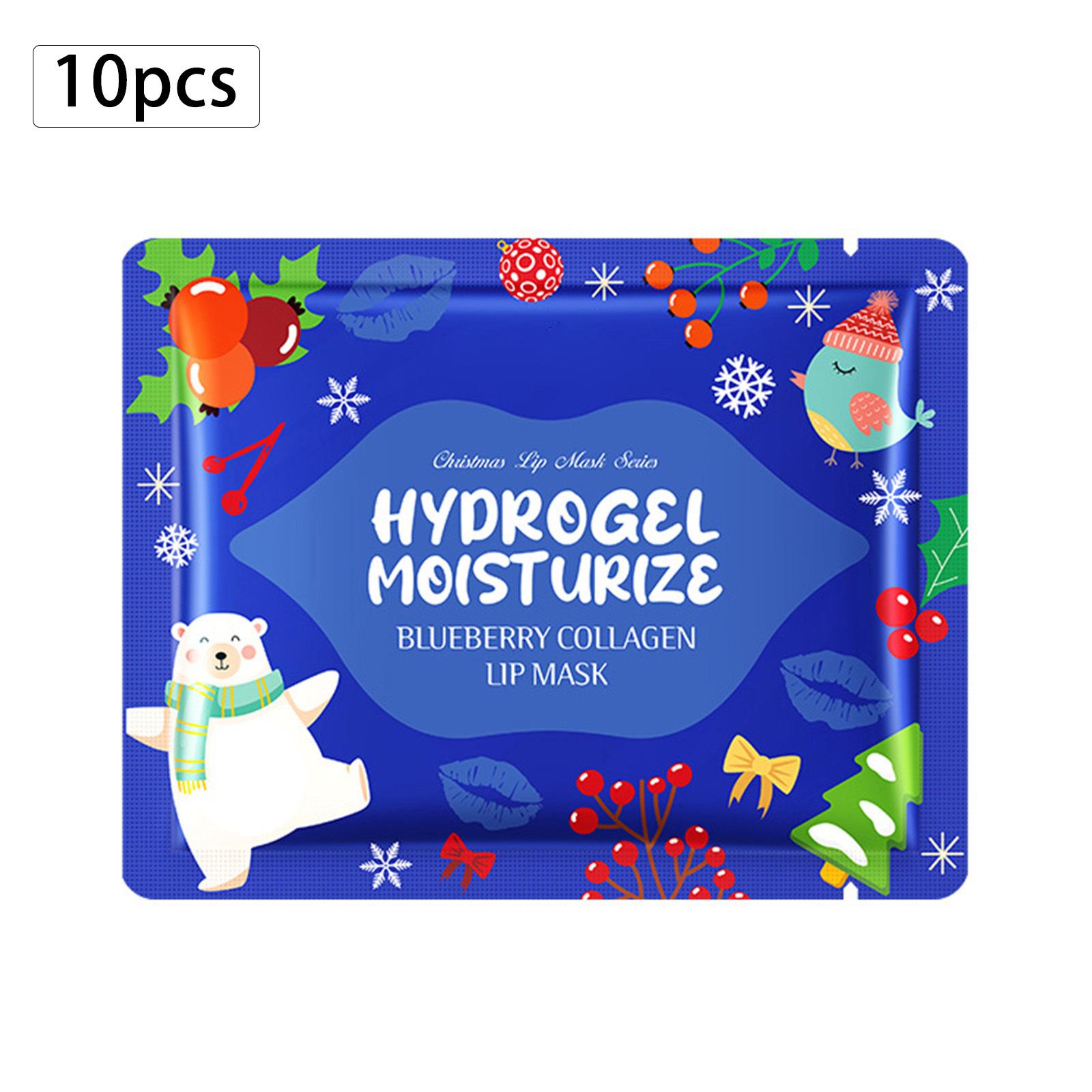 

10PCS Christmas Lip Care Gift Set - Hydrating Hydrogel Lip Mask with Collagen, Moisturizing & Nourishing for Soft, Smooth Lips One Size