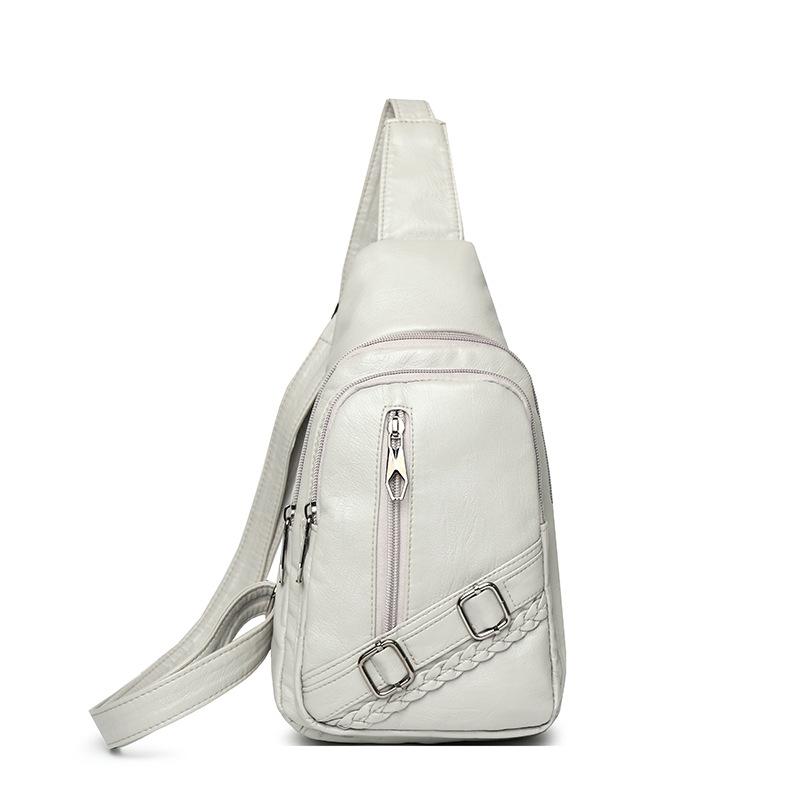 Chest Bag Women's Soft Leather Shoulder Bag Vintage Crossbody Bag