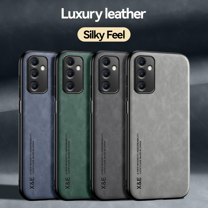 Luxury Leather Case for Samsung Galaxy A33 5G A31 A30S A25 5G A24 A23 A22 A21S A15 A14 A13 A12 with Metal Plate Support Car Hold