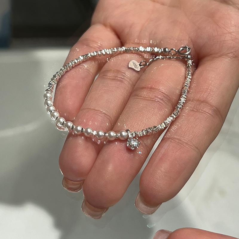 Легкий роскошный высококачественный циркониевый серебряный браслет с жемчугом, женская индивидуальность, уникальный, изысканный, модный, универсальный браслет, ювелирные изделия