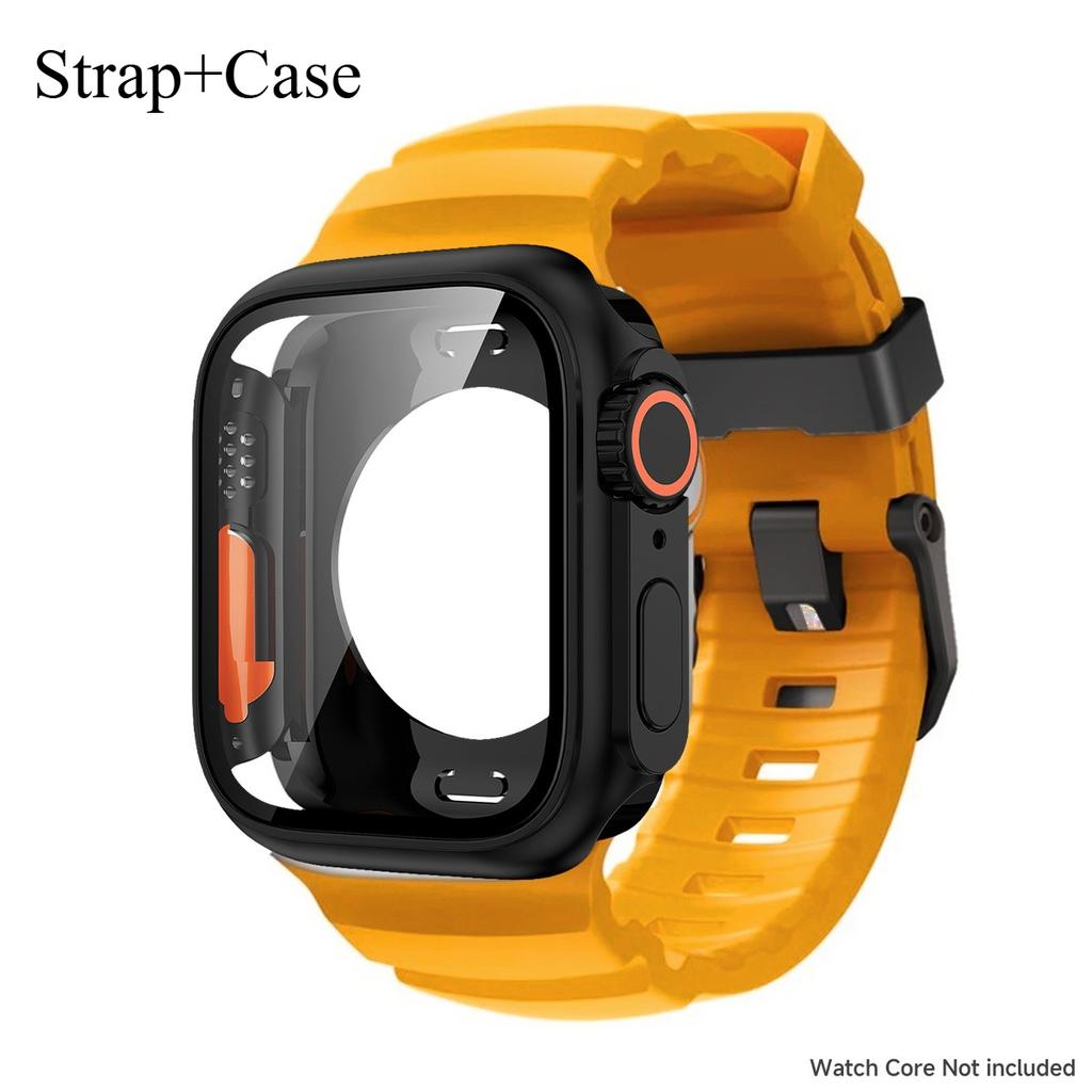 Silicone Strap For Apple Watch 44mm 45mm 46mm Bracelet+Screen Protectores Change To Ultra For iWatch Series 11 10 9 8 7 SE 6 5