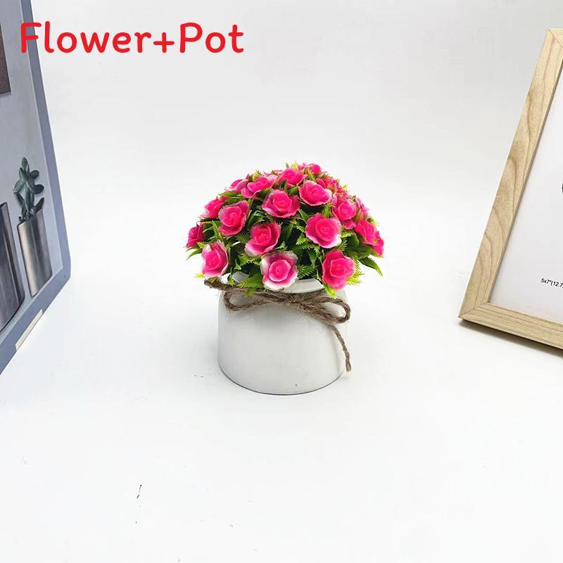 Mini Rose Plastic Potted Plant Bonsai For Wedding Photography And Home Decor