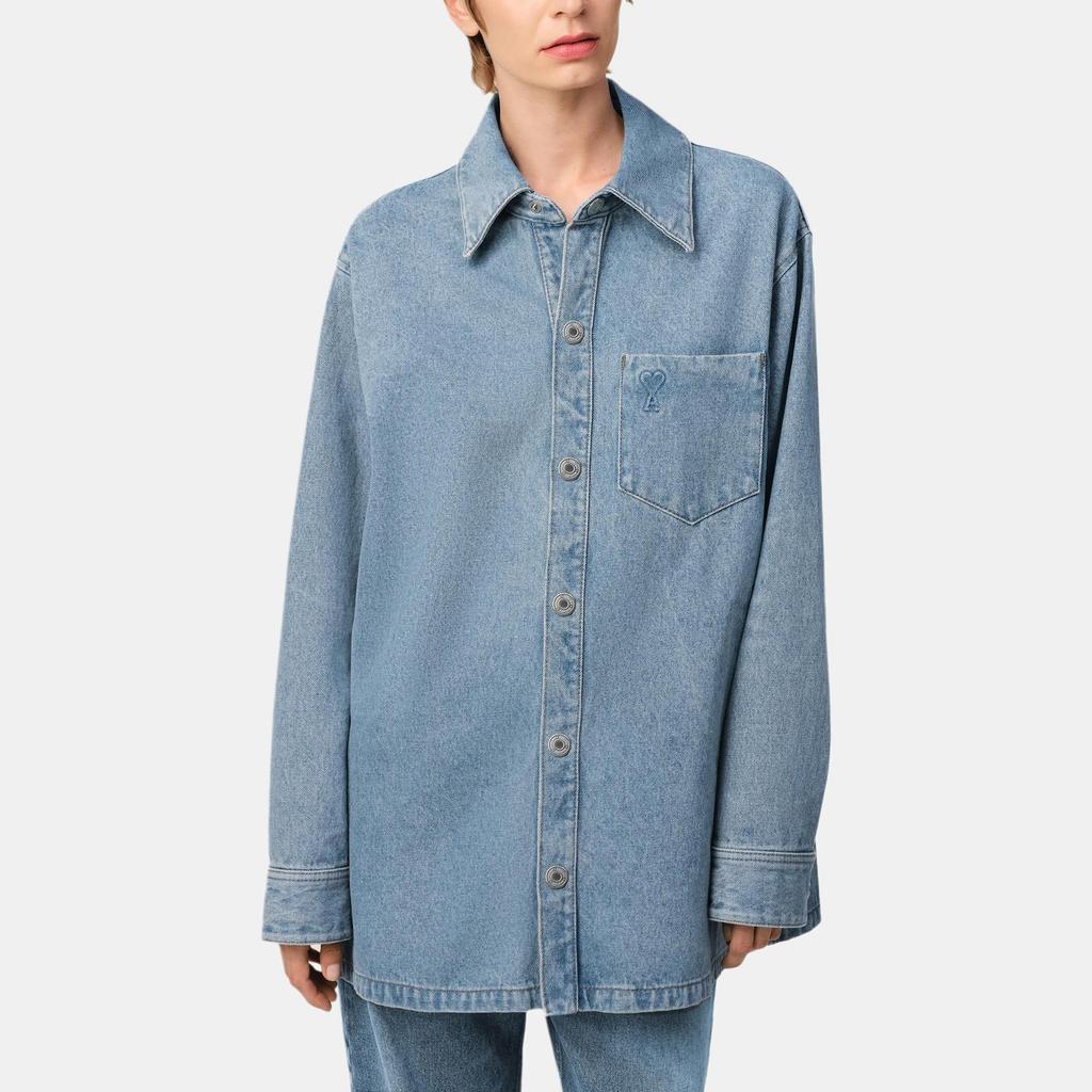 AMIPARIS Jaqueta Jeans Feminina Manga Longa Gola Lapela Cor Sólida Solta Jaquetas Femininas Azul Claro FJK273DE0046480