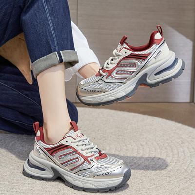 Zapatillas deportivas retro de plataforma para mujer, nuevo diseño de primavera y verano, plateadas, con plataforma para aumentar altura, versátiles, casuales