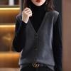 Women's V-neck Knitted Vest Cardigan Women's Sleeveless Temperament Vest 2024 Early Spring New Sweater for Versatile Women's Outerwear
