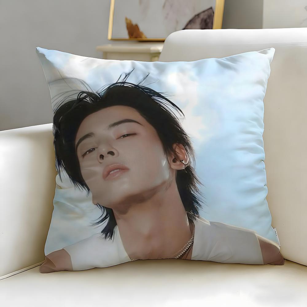 popular actor Cha Eun Woo Cushion Cover Soft  EasyWash Pillow Case  Versatile for Couch Bed Travel and Office