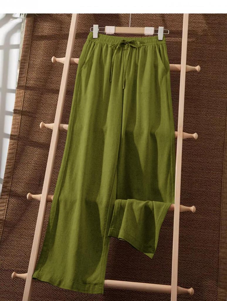 Plus Size Women's High-Waisted Ice Silk Harem Pants - Breathable, Slimming, Wide-Leg, Nine-Point Length