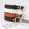 Women S Pu Leather Belt Matte Silver Buckle Wide Waistband Casual Fashion