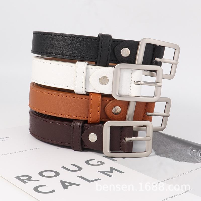 Women S Pu Leather Belt Matte Silver Buckle Wide Waistband Casual Fashion