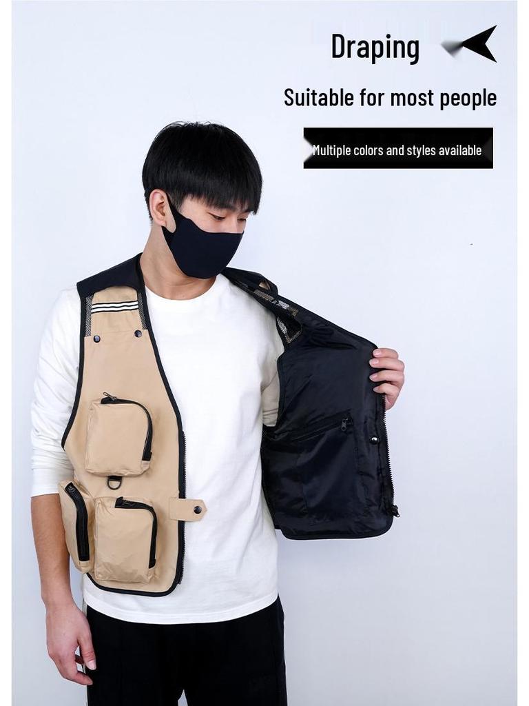Outdoor Multi-Pocket Workwear Vest for Volunteers, Fishing, Photography, or Group Activities