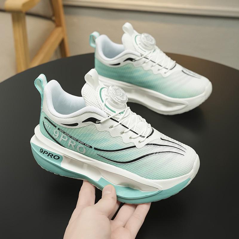 Youth Style Shoes Lightweight Kids Running Shoes Boys Ages 7-16 Breathable Mesh Upper MD Sole Shock Absorption Slip-On Style With Rotating