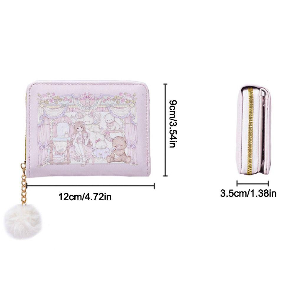 PU Leather Money Coin Purse Simple 2 Folds Credit Card Holoder Cute Card Wallets for Girls Students Gift