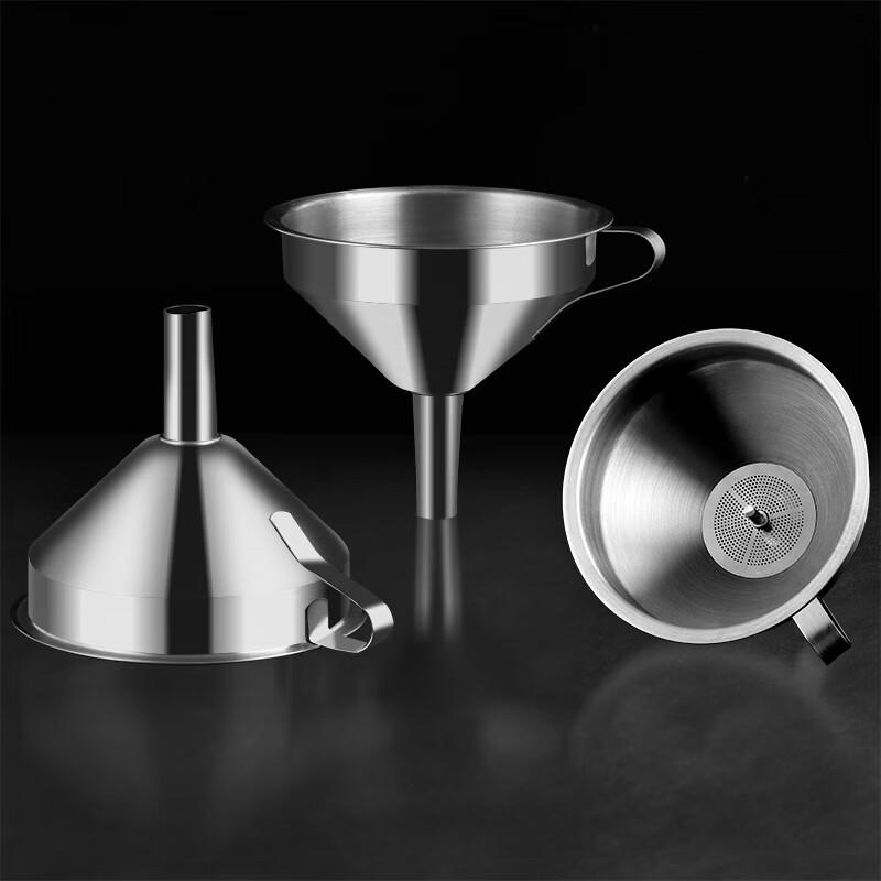 Baijie 304 Detachable Stainless Steel Funnel with Filter, Large Diameter Oil, Wine, Vinegar Strainer for Home Kitchen Use