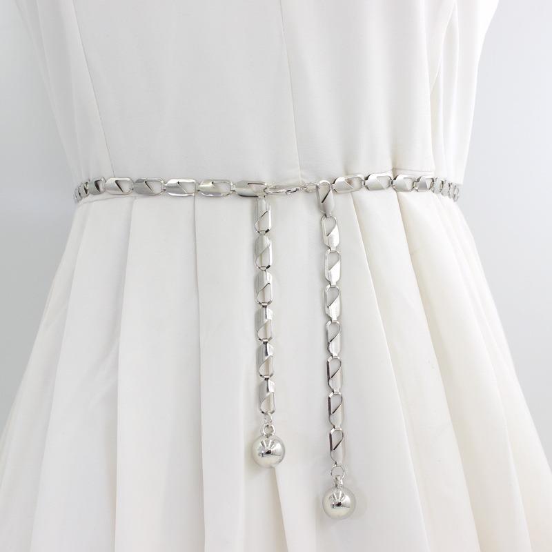 Women's Metal Hook Waist Chain - Adjustable Link Belt for Dresses Korean Style Slimming Decorative Body Jewelry