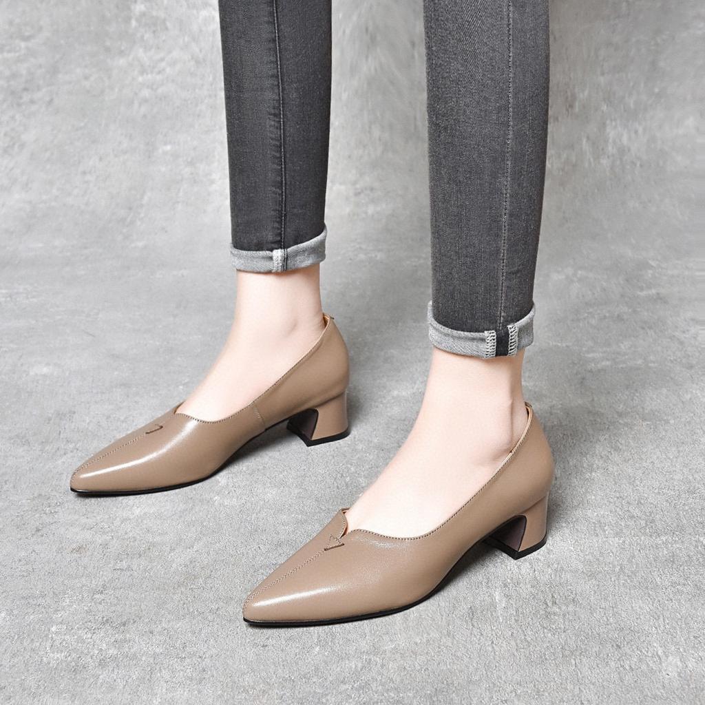 Pointed high heels women's 2025 spring simple temperament sheepskin work shoes professional dress shoes commuting shallow mouth women's single shoes