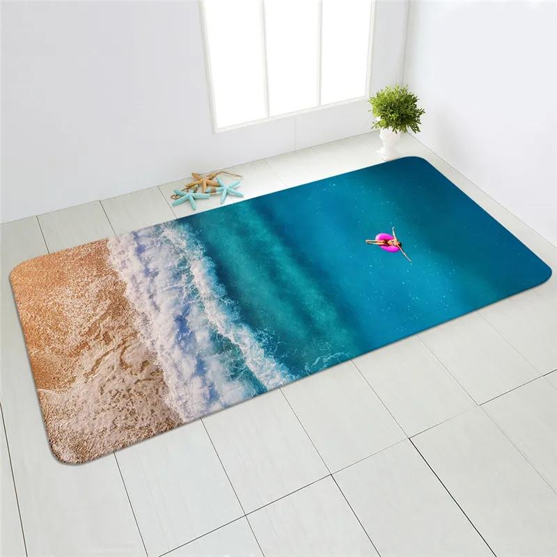 Sea Beach Sand Wave Kitchen Carpet Entrance Door Mat Bedroom   Bathroom Absorbent Non-slip Long