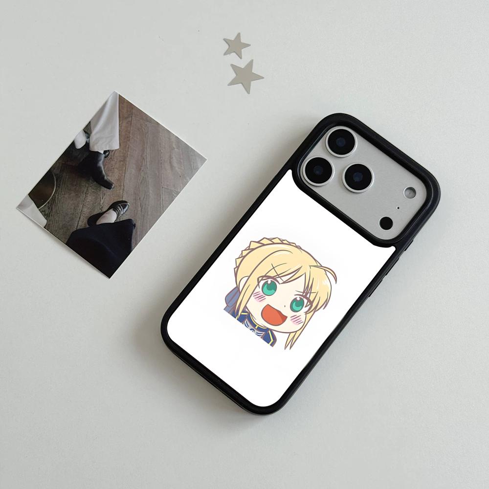 Anime Fate S-Sabe Handyhülle für iPhone 17 Air 16 15 14 Plus 13 12 11 Pro Max Zweifarbig Hart-PC Mode Schutzhülle