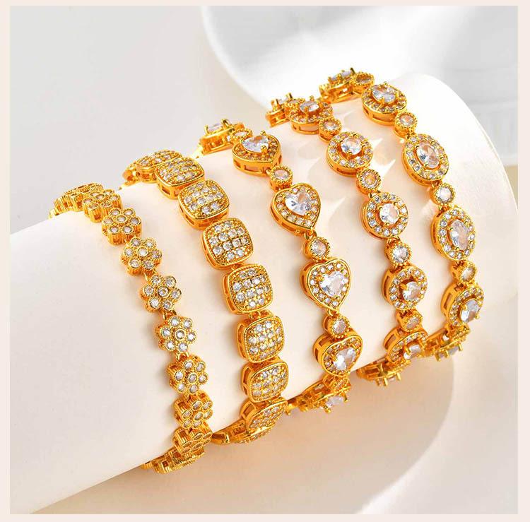 Tennisarmband für Damen, Strass 18K Gold Platin Iced Out Zirkonia Glieder Modisch Stapelbar Armreifen Schmuck