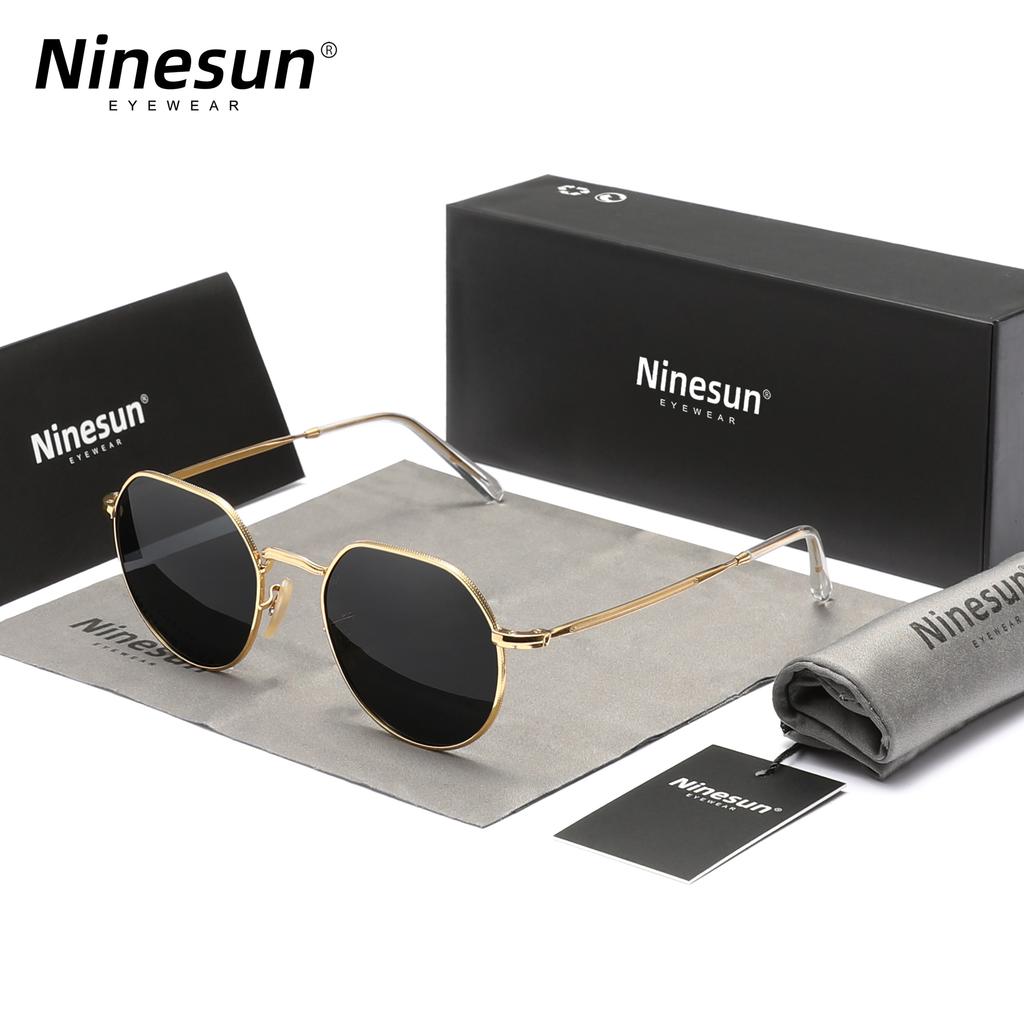 NINESUN New Polarized Sunglasses For Men Women Retro UV400 Round Alloy Frame Anti-reflection Glassses Luxury Eyewear