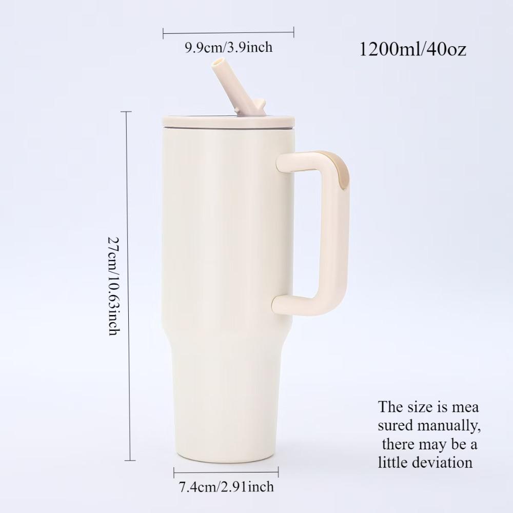 40 Oz Insulated Mug with Handle and Flip Top Straw, Double Wall Vacuum 12 Hour Insulated Water Bottle Leak Proof BPA Free